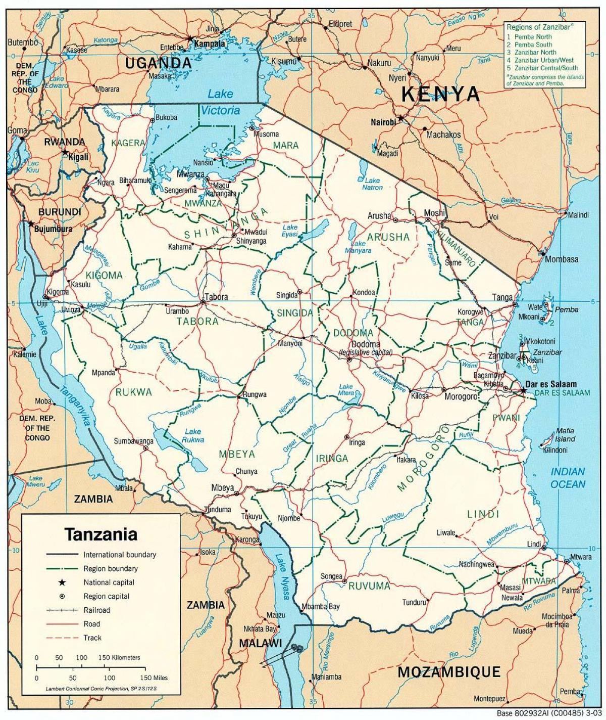 peta tanzania dengan kota