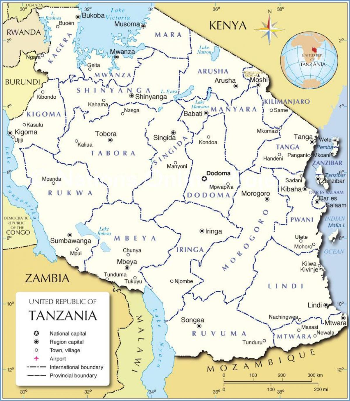 Peta tanzania dengan daerah