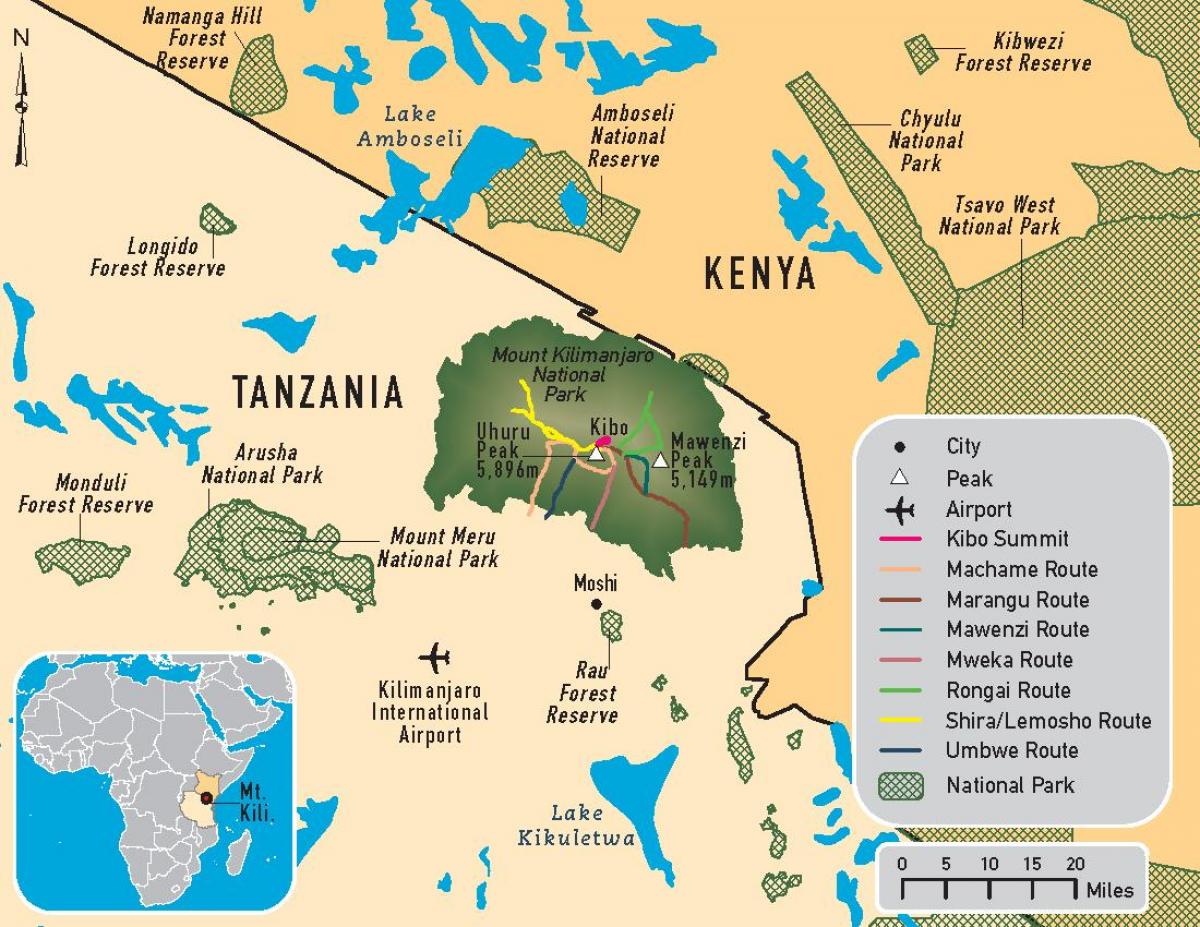 Peta tanzania kilimanjaro