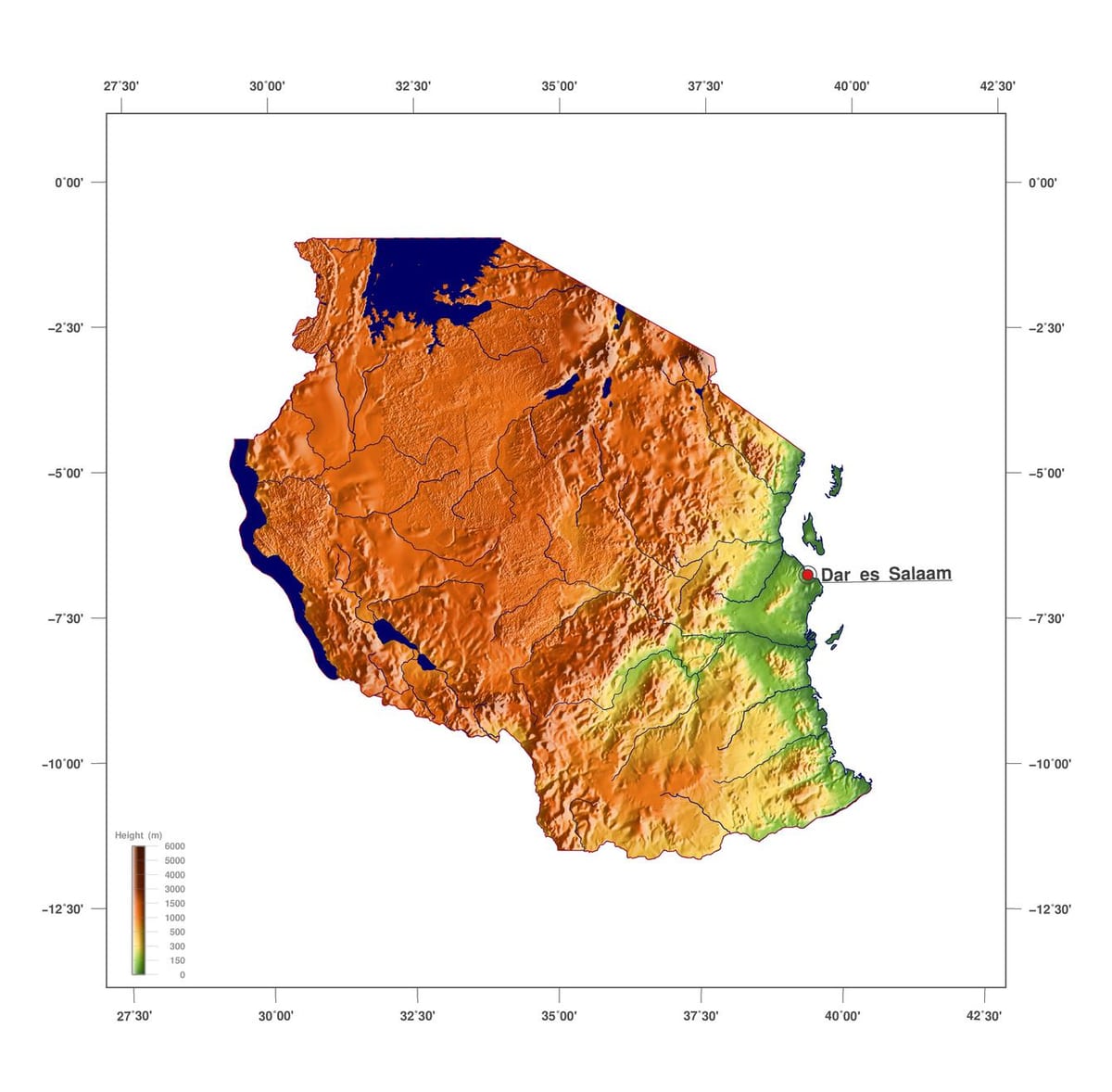 Peta ketinggian tanzania