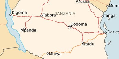 Peta kereta api tanzania